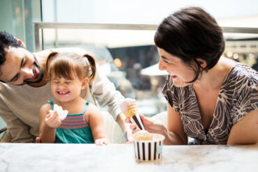 family enjoying family friendly ice cream Madison WI together