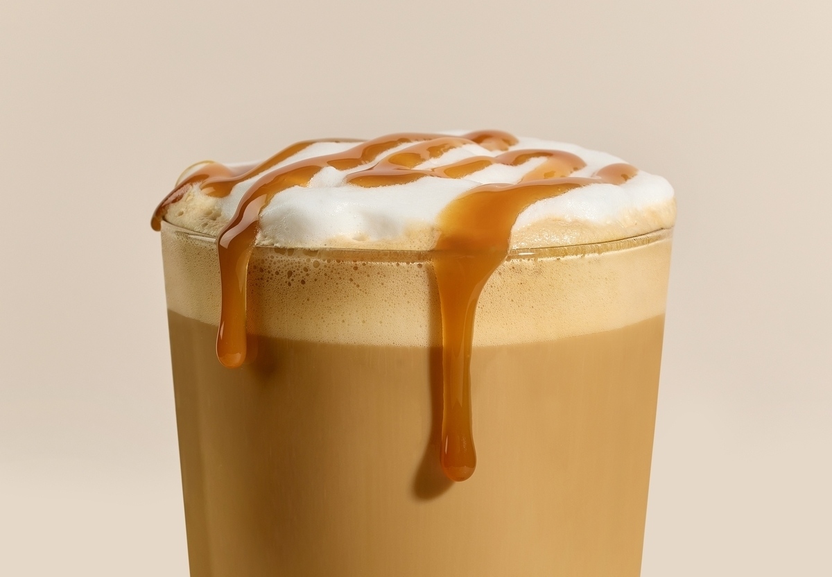 Caramel Overload Latte in Madison WI with caramel drizzle served fresh at Icki Sticki Cafe