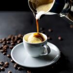 What is an affogato served at a cafe with espresso poured over a scoop of vanilla ice cream in a white ceramic cup